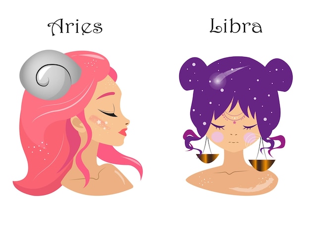 vector zodiac signs clipart with anime girls