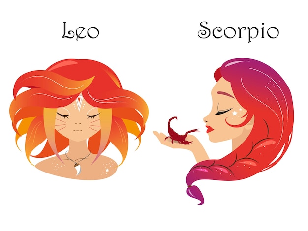 vector zodiac signs clipart with anime girls