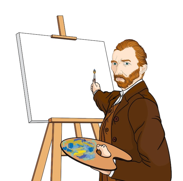 Vectorial portrait illustration of the painter Vincent Van Gogh