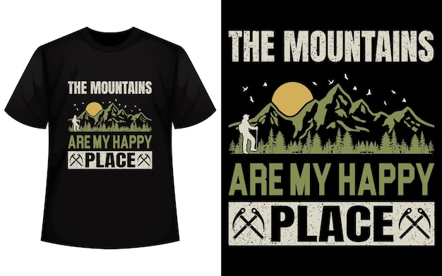 vectorr the mountains are my happy place tshirt design outdoor cool vintage retro design