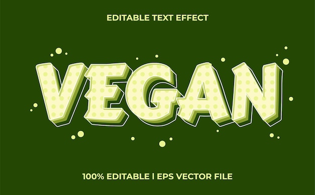 vegan 3d text effect with nature theme. green typography template for simple tittle