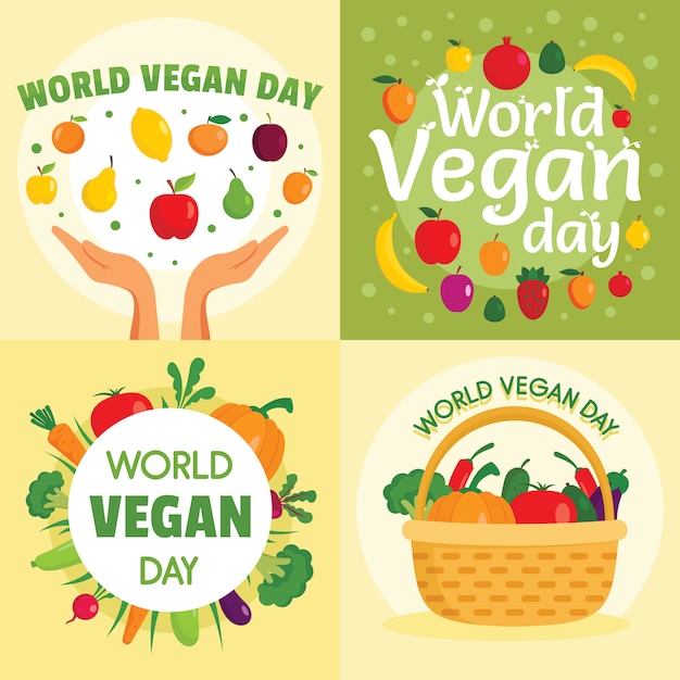 Vegan day banner set.