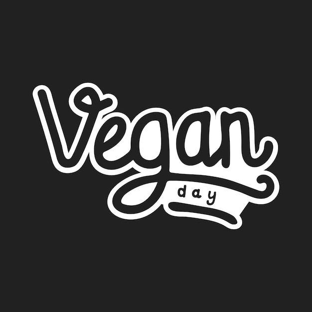 Vegan day  hand lettering isolated on black background