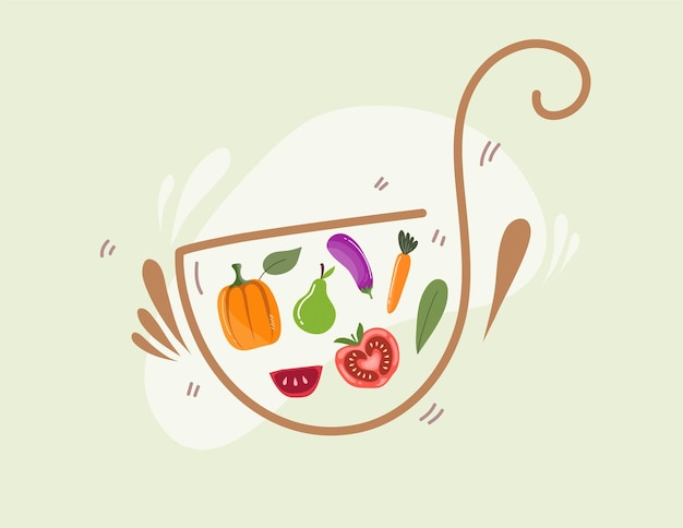 vegan day illustration food vector for vegetarian healthy food event