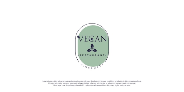 Vegan food logo with creative and unique design icon vector illustration