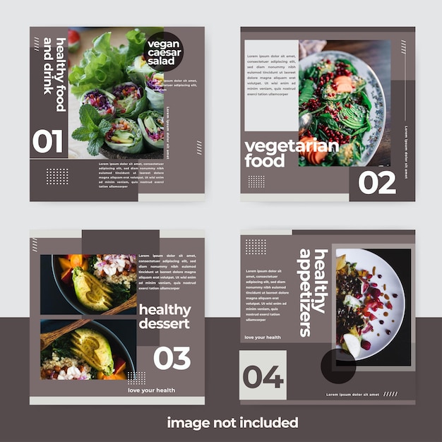 vegan food restaurants banner social media post template collection