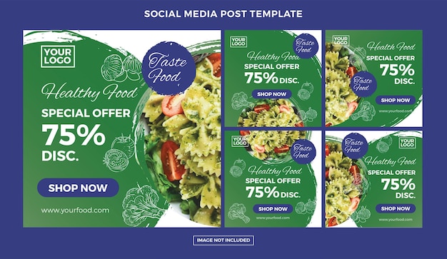 Vector vegan food social media post set premium vector