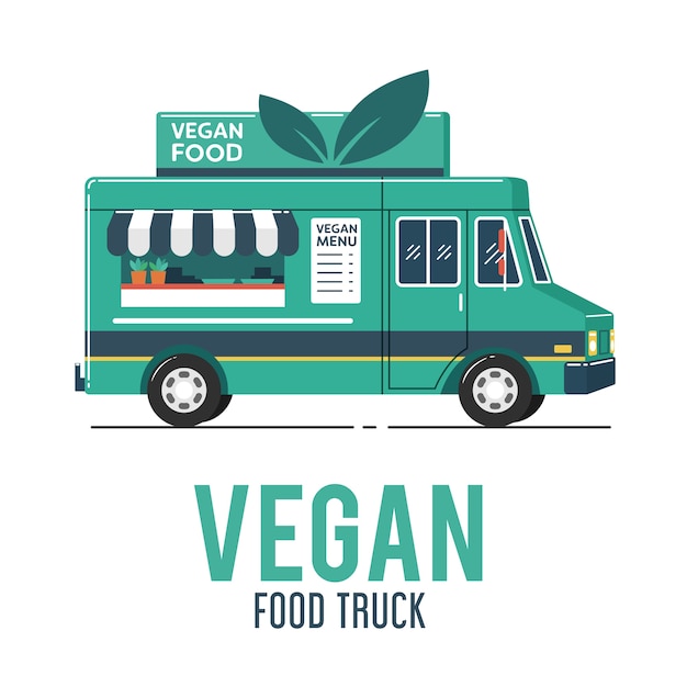 Vector vegan food truck