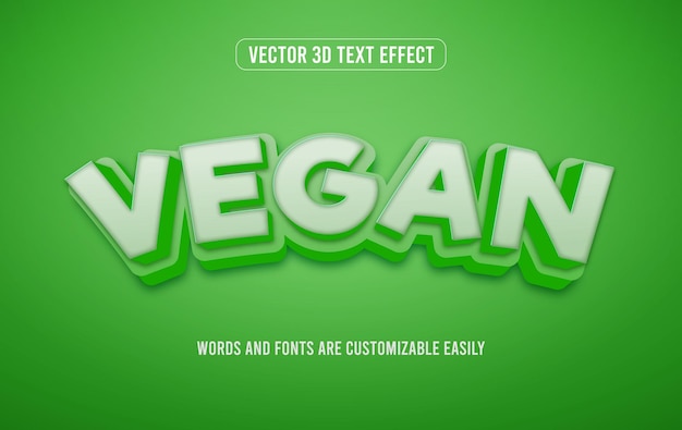 Vegan green 3d editable text effect style