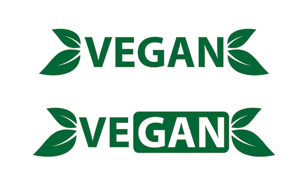 Vector vegan icon bio ecology organiclogos label tag green leaf