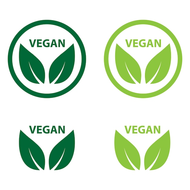 Vector vegan icon bio ecology organiclogos label tag green leaf