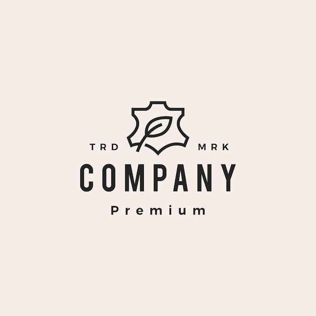 Vegan leather leaf vegetable tanned hipster vintage logo vector icon illustration