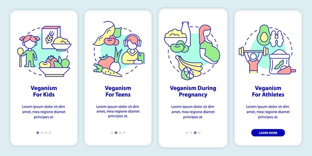 Vegan lifestyle for everyone onboarding mobile app screen