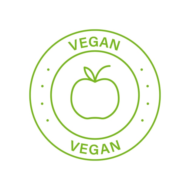 Vegan Line Green Stamp Vegetarian Outline Label Organic Product for Vegan Symbol Natural Food