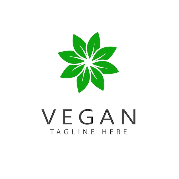 Vegan logo vector template symbol design