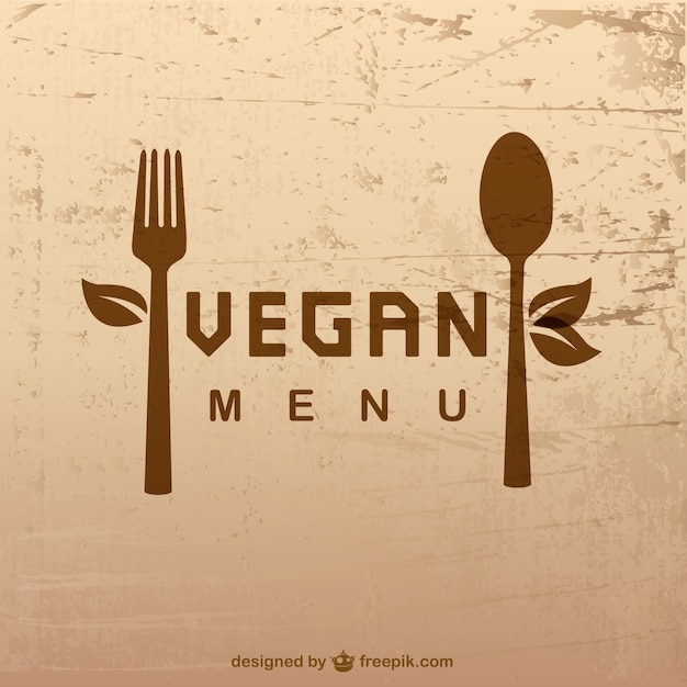 Vegan menu with a spoon and a fork