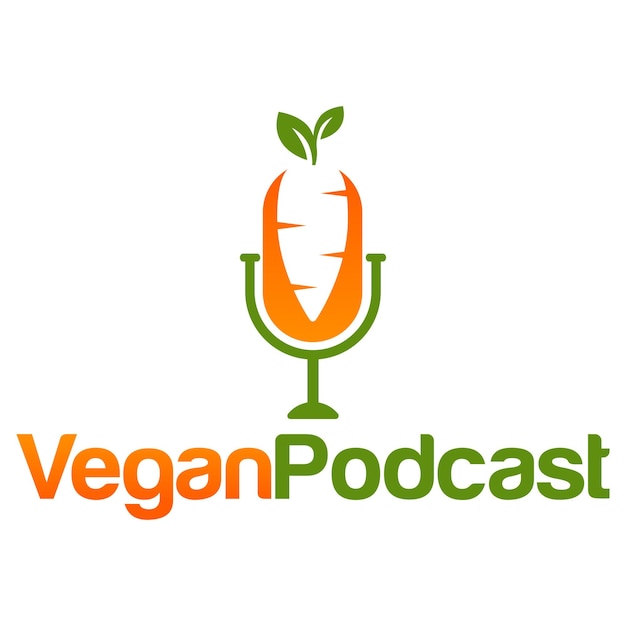 Vegan podcast flat design logo illustration vector logo template isolated on white background