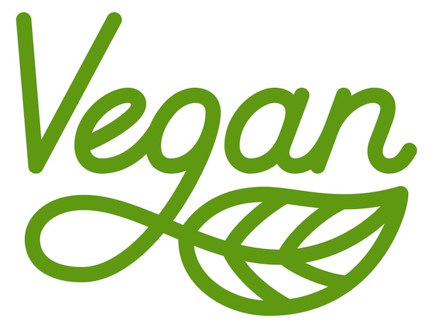 Vegan product label Green bio leaf sign