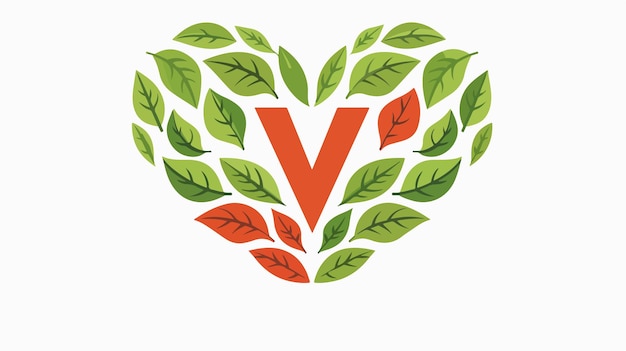 Vegan Red Heart Silhouette Sign with Green Leaf Letter A1FE94B93C2F4E238D250EB457377B5A 0