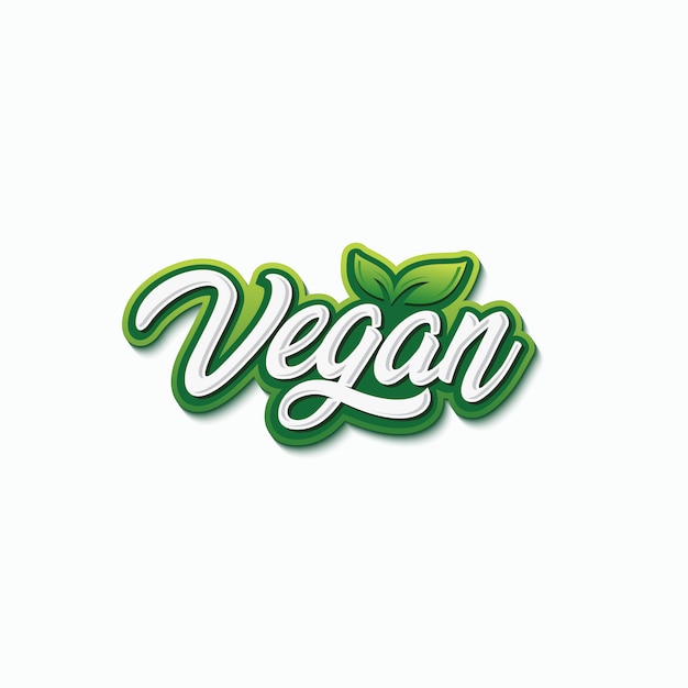 Vegan typography logo design premium vector