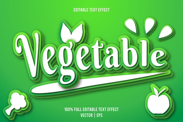 Vegetable editable text effect 3 dimension emboss cartoon style