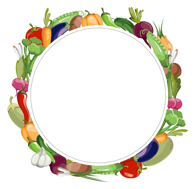 Vegetable frame Blank circle with ripe color food