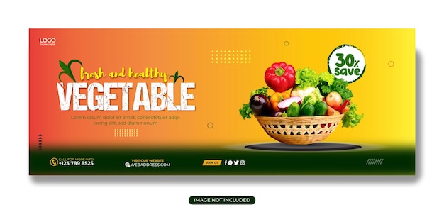 Vegetable and grocery delivery promotion facebook cover web banner social media post template 