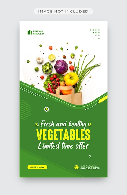 Vegetable and grocery instagram stories design template