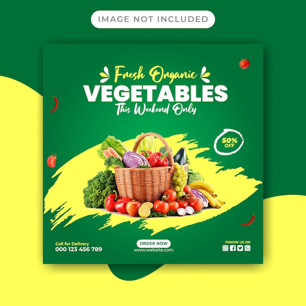 Vegetable and grocery social media promotion post template design