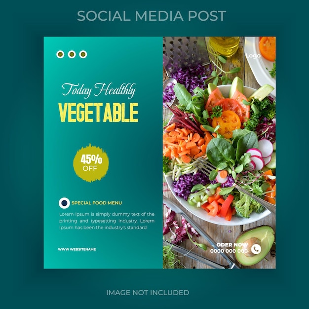 Vector vegetable healthy food menu sale social media post design