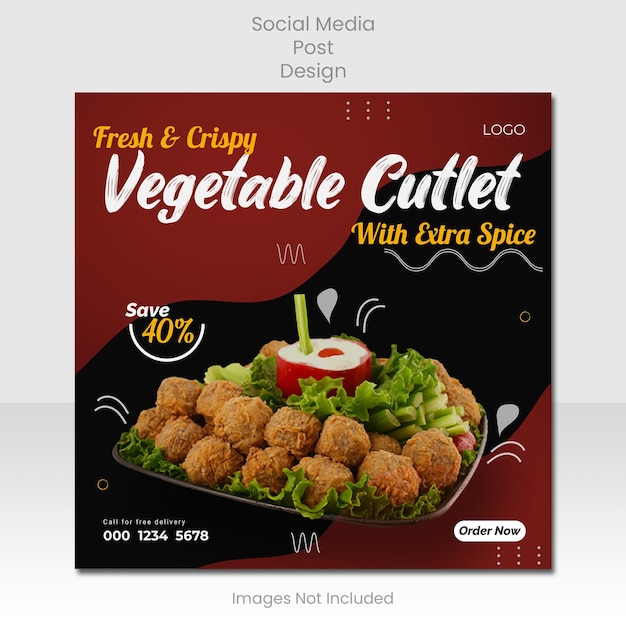 Vegetable Restaurant Social Media Post Design