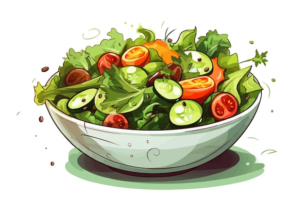 vegetable salad in a bowl vector flat isolated vector style illustration