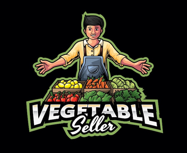 Vegetable Seller Mascot Logo Design