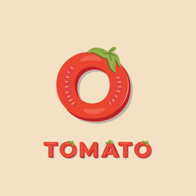 Vegetable "Tomato" lettering illustration.