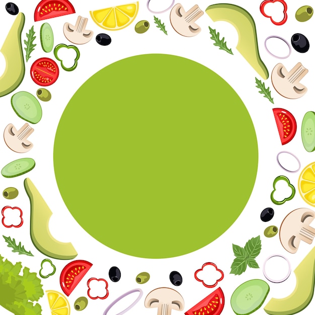 Vector vegetables in a cartoon style square frame