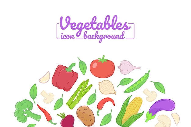 Vector vegetables flat icons illustration card posters banners round design