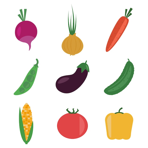 Vegetables fresh set vector illustration