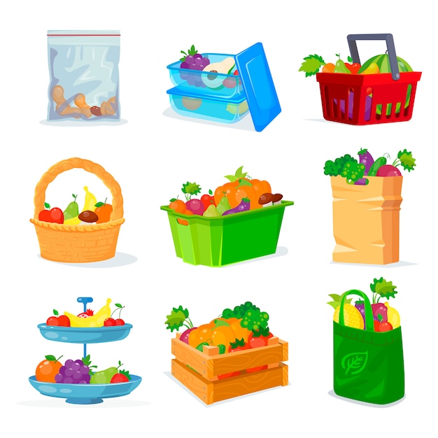 Vegetables and fruits different storage 