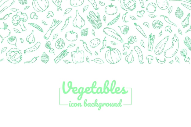 Vegetables line icons background in circle composition Illustration for backgrounds card posters