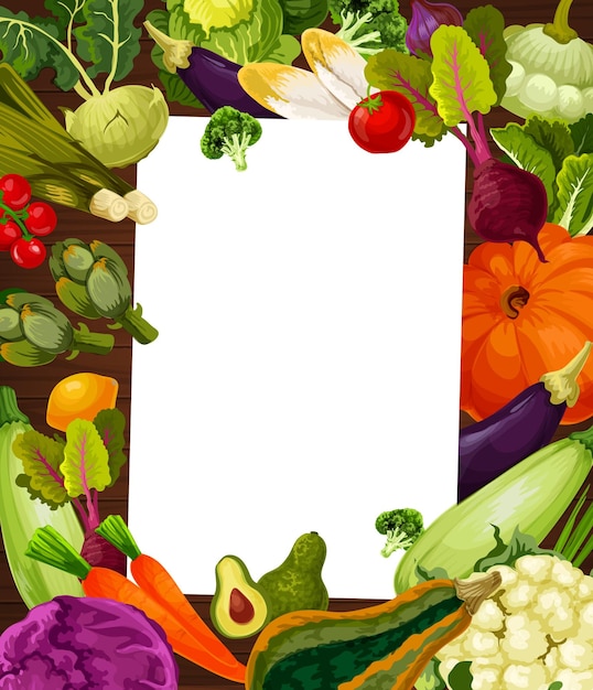 Vector vegetables salad recipe vegetarian diet frame