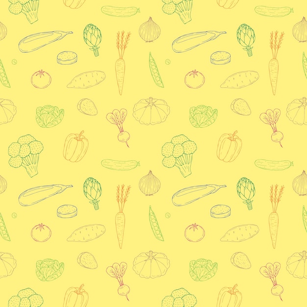 Vegetables seamless pattern vector illustration hand drawing