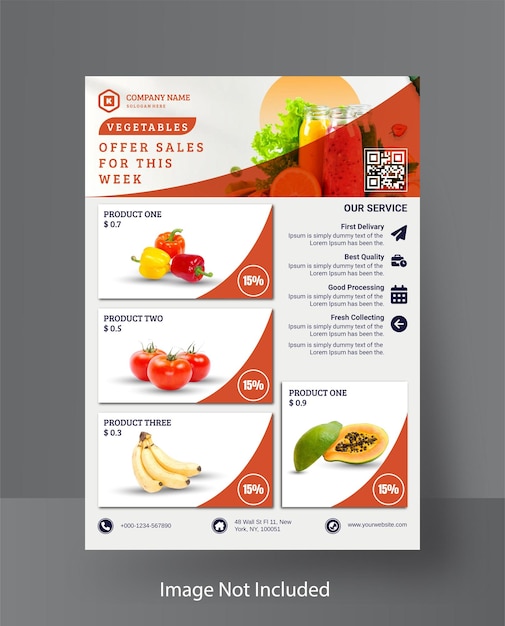 Vegetables shop flyer design template