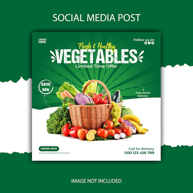 Vegetables social media promotion banner and instagram post design template