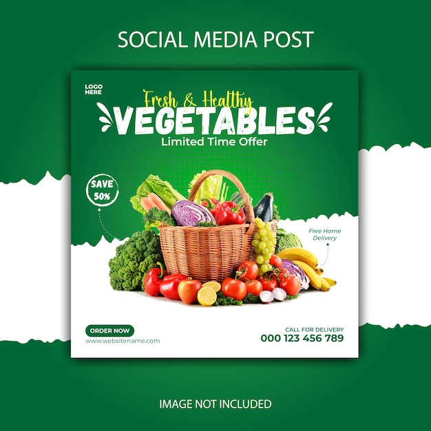 Vegetables social media promotion banner and instagram post design template