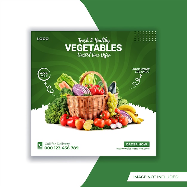 Vegetables social media promotion banner and instagram post design