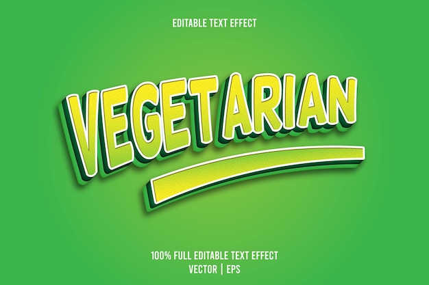 Vegetarian editable text effect 3 dimension emboss cartoon style