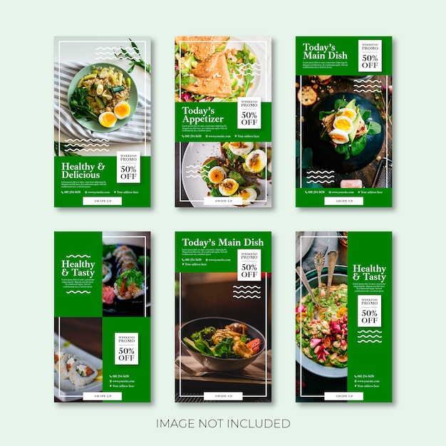 Vegetarian food instagram story or banner template