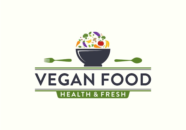 Vegetarian food logo design template inspiration