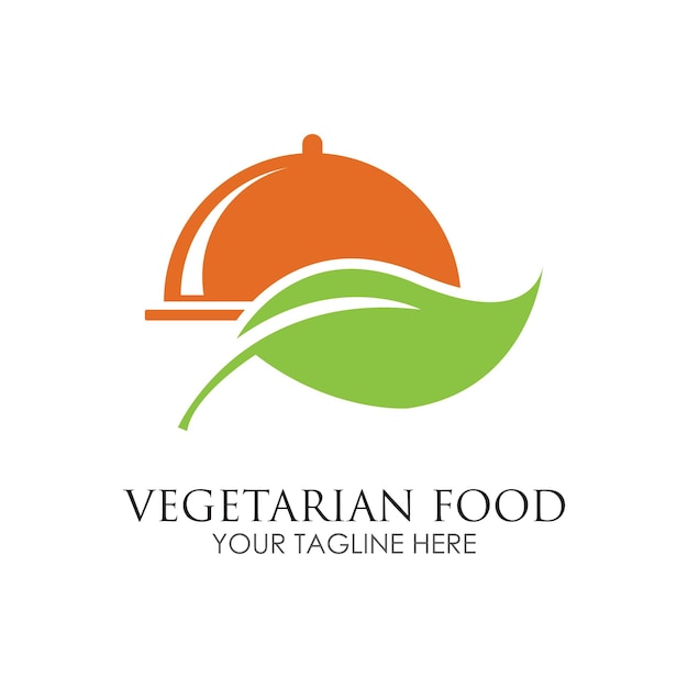 Vegetarian food logo illustration design template vector