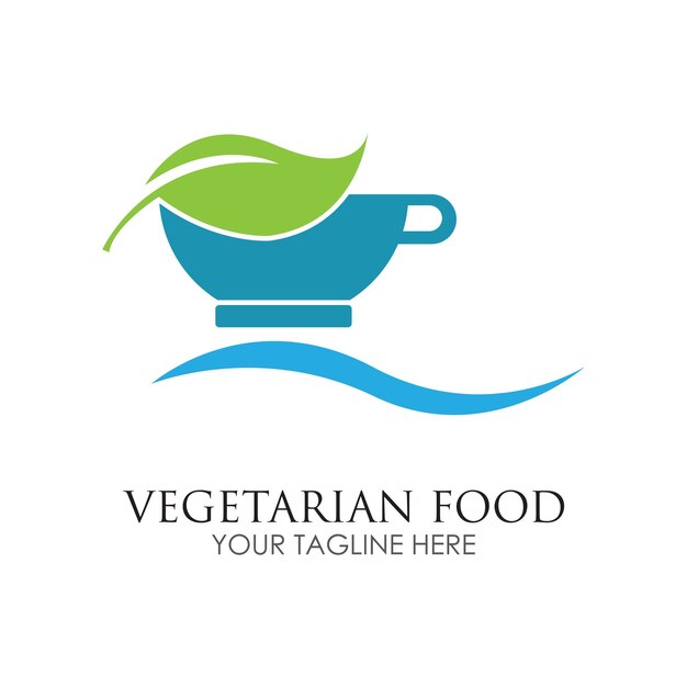 Vegetarian food logo illustration design template vector